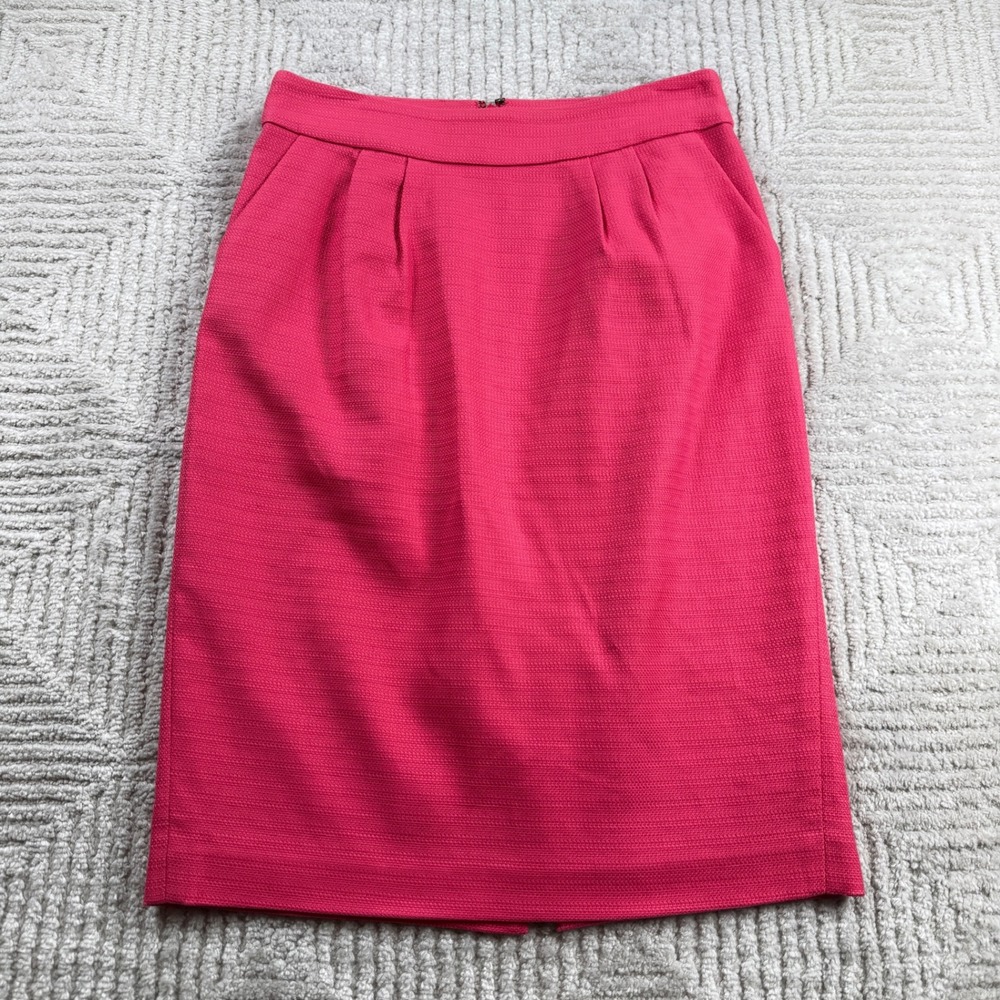 Banana Republic Pencil Skirt Womens 0 Pink Textured Cotton Career Office Preppy
